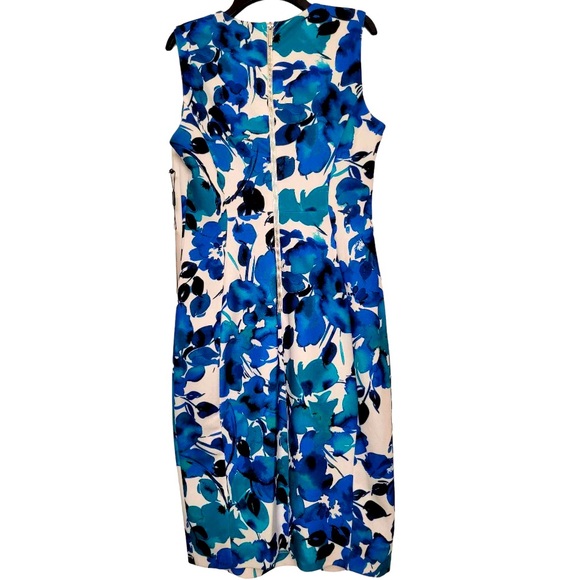 Calvin Klein Blue Floral Print Sleeveless Dress ~ NWT - Picture 3 of 5
